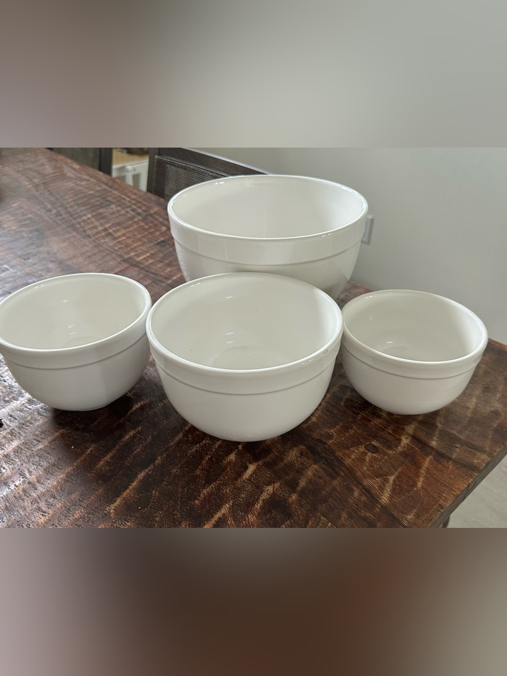 Crate&Barrel White Ceramic Nesting Mixing Bowl Set